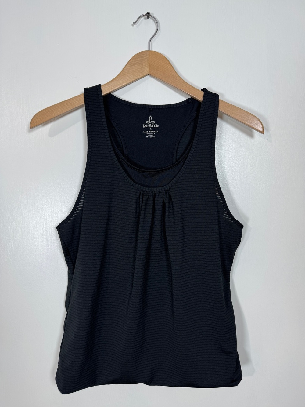 WAT85 {Prana} "Mika" Black Stripe Double Layer Scoop Neck Tank Top